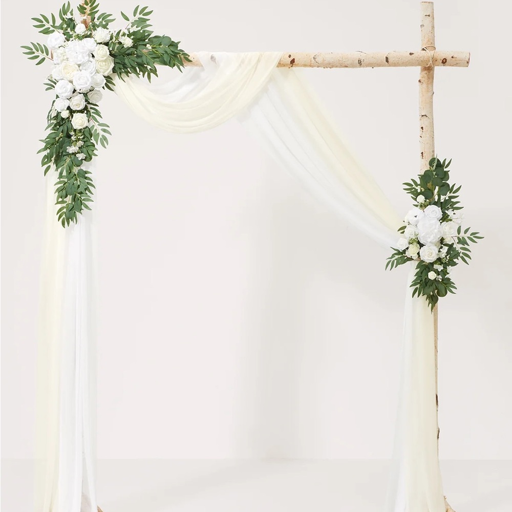 Ling’s Moment FLOWER ARCH DECOR WITH DRAPES IN WHITE & SAGE